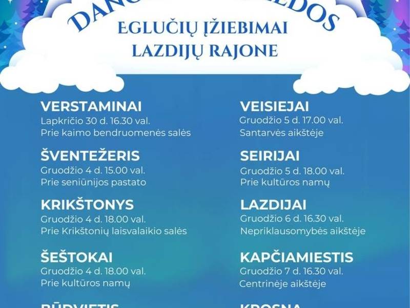 Dangiškos Kalėdos. Eglutės įžiebimas Verstaminuose.