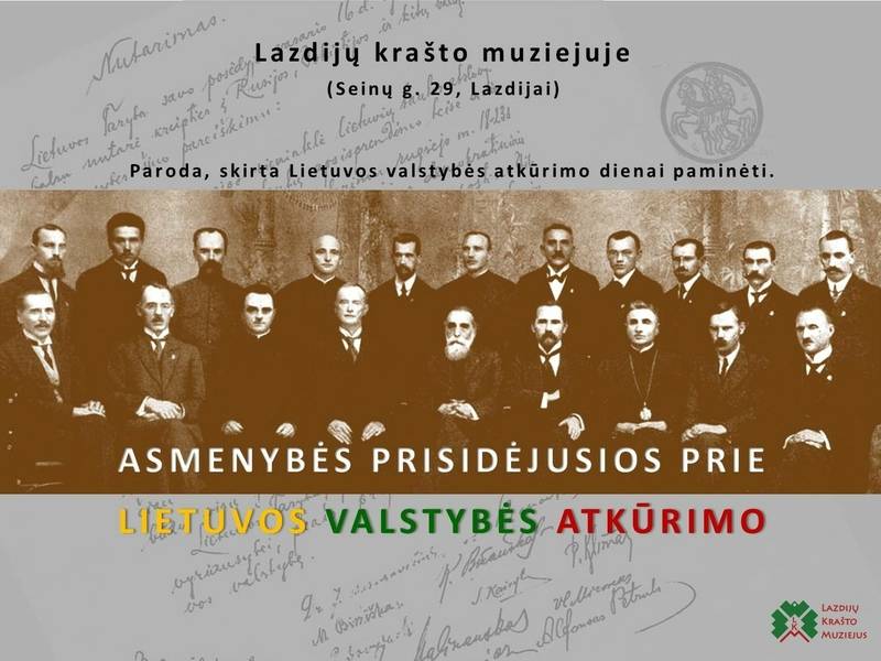 Paroda „Asmenybės prisidėjusios prie Lietuvos valstybės atkūrimo“